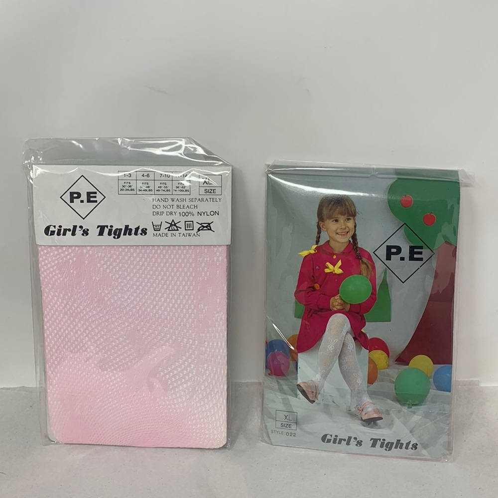 2 pairs XL Girl’s pink bunny rabbit tights new in sealed package